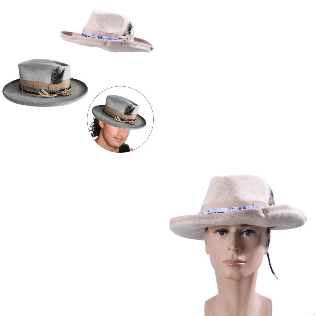 Fedora Hat Wool - Y3ne fedora kuno untuk wanita wanita