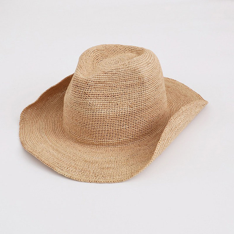 Cowboy Hat Straw - Topi jerami rafia alami untuk wanita