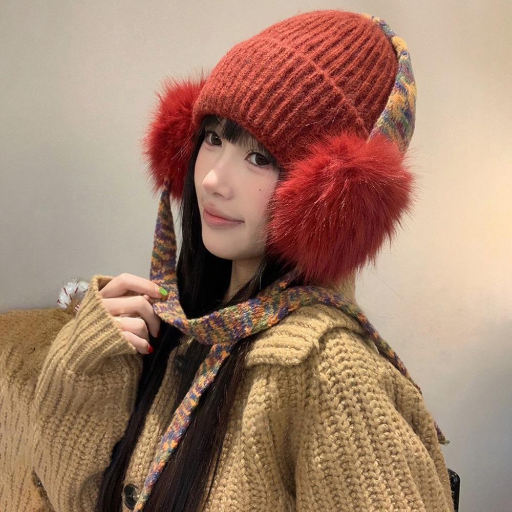 Beanie Cuffed Knit - Topi kupluk rajutan retro dengan penutup