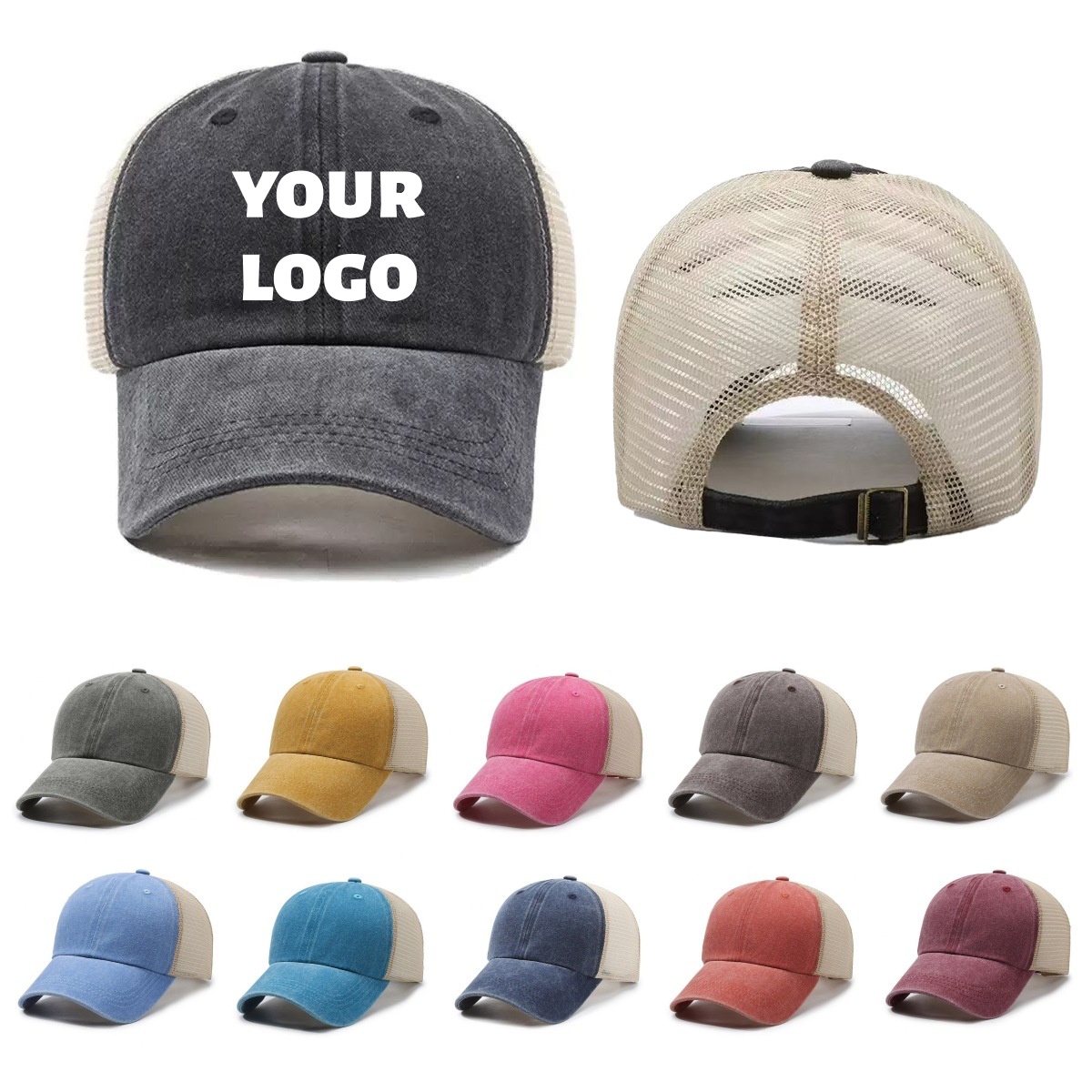 Visor Sun Hat - Topi Baseball Jaring Berlogo Kustom, Bernapas,