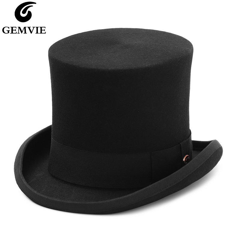 Fedora Hat Wool - GEMVIE Topi Atas Bulu Wol 17Cm