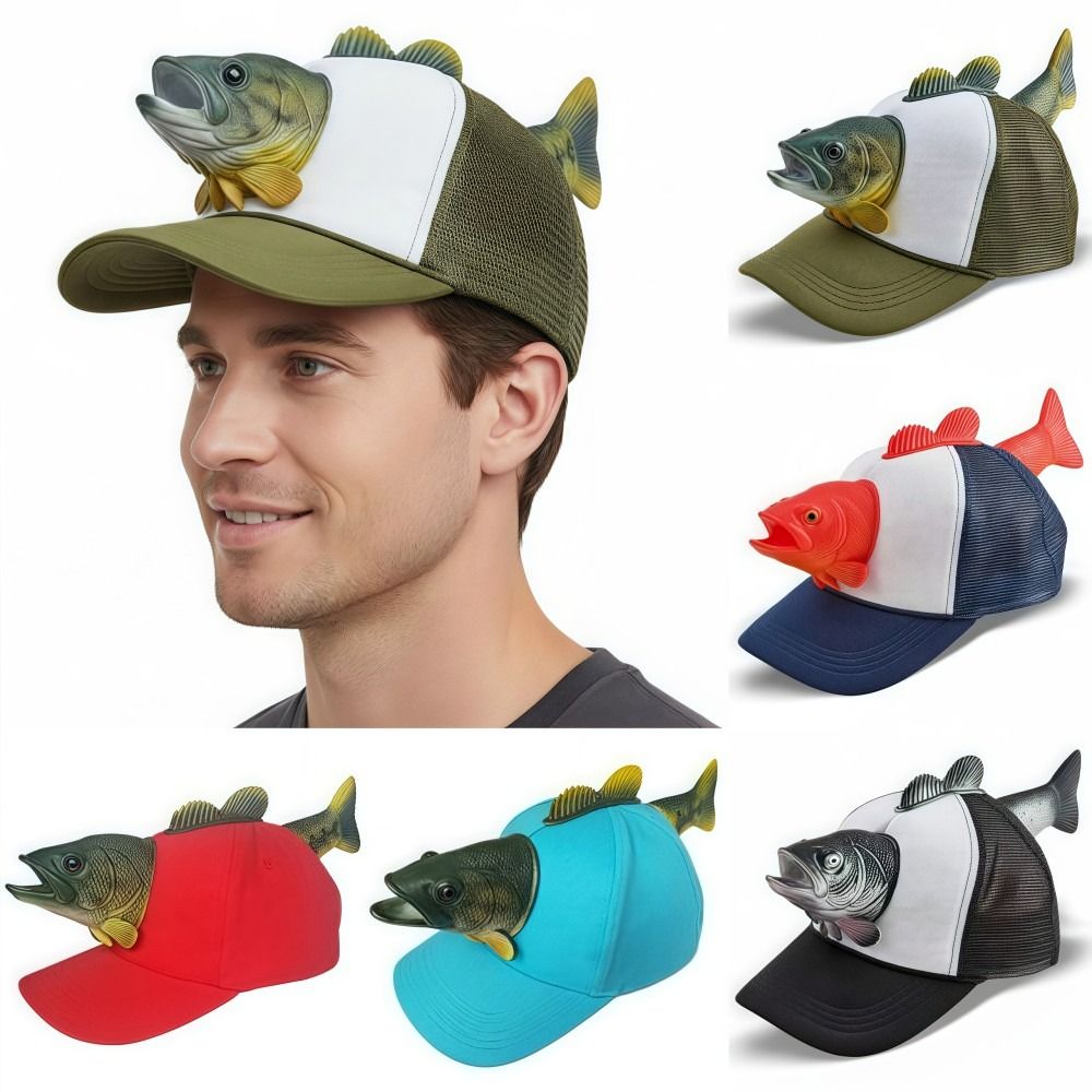 Trucker Cap Mesh - Topi Trucker Hewan Ikan 3D Lucu,