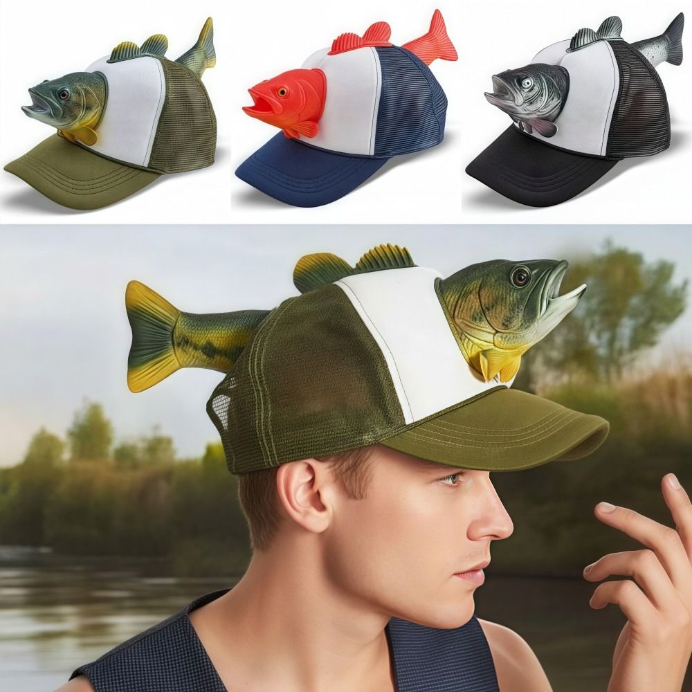 Trucker Cap Mesh - Topi Trucker Hewan Ikan 3D Lucu,