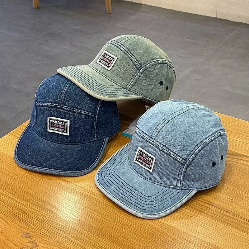 Corduroy Cap 5 Panel - Topi Baseball Denim Flat Brim Pria