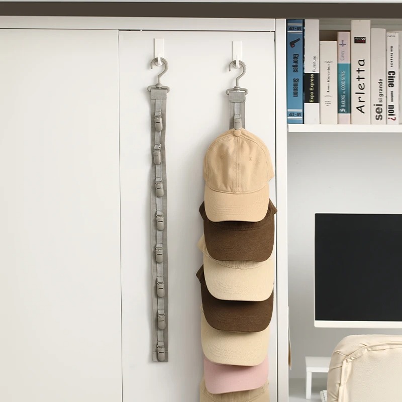 Baseball Cap Structured - Rak Topi Gantung dengan Tali, Penjepit