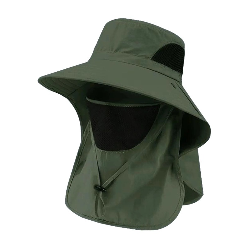 Sun Hat Wide Brim - Topi Memancing Poliester dengan Penutup Leher,