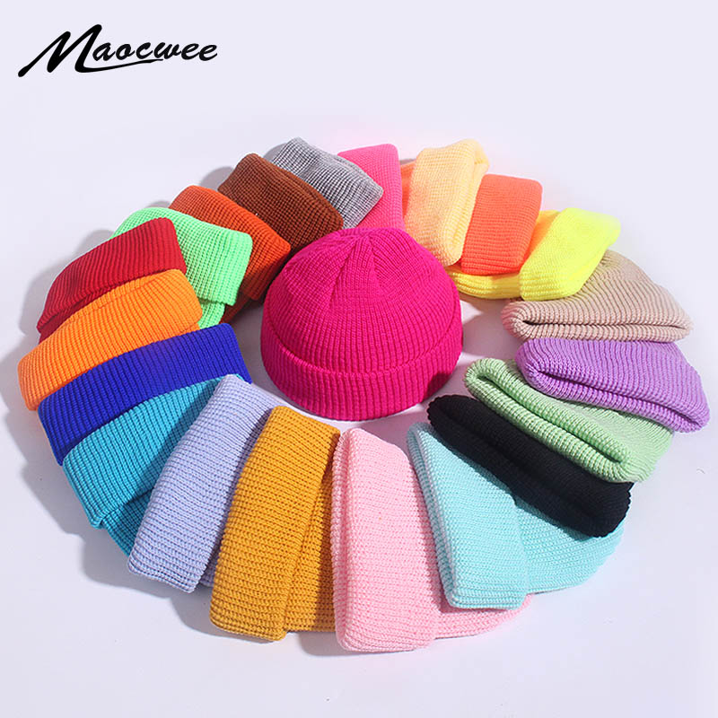 Beanie Cuffed Knit - Unisex Musim Dingin Anak Berusuk Rajutan