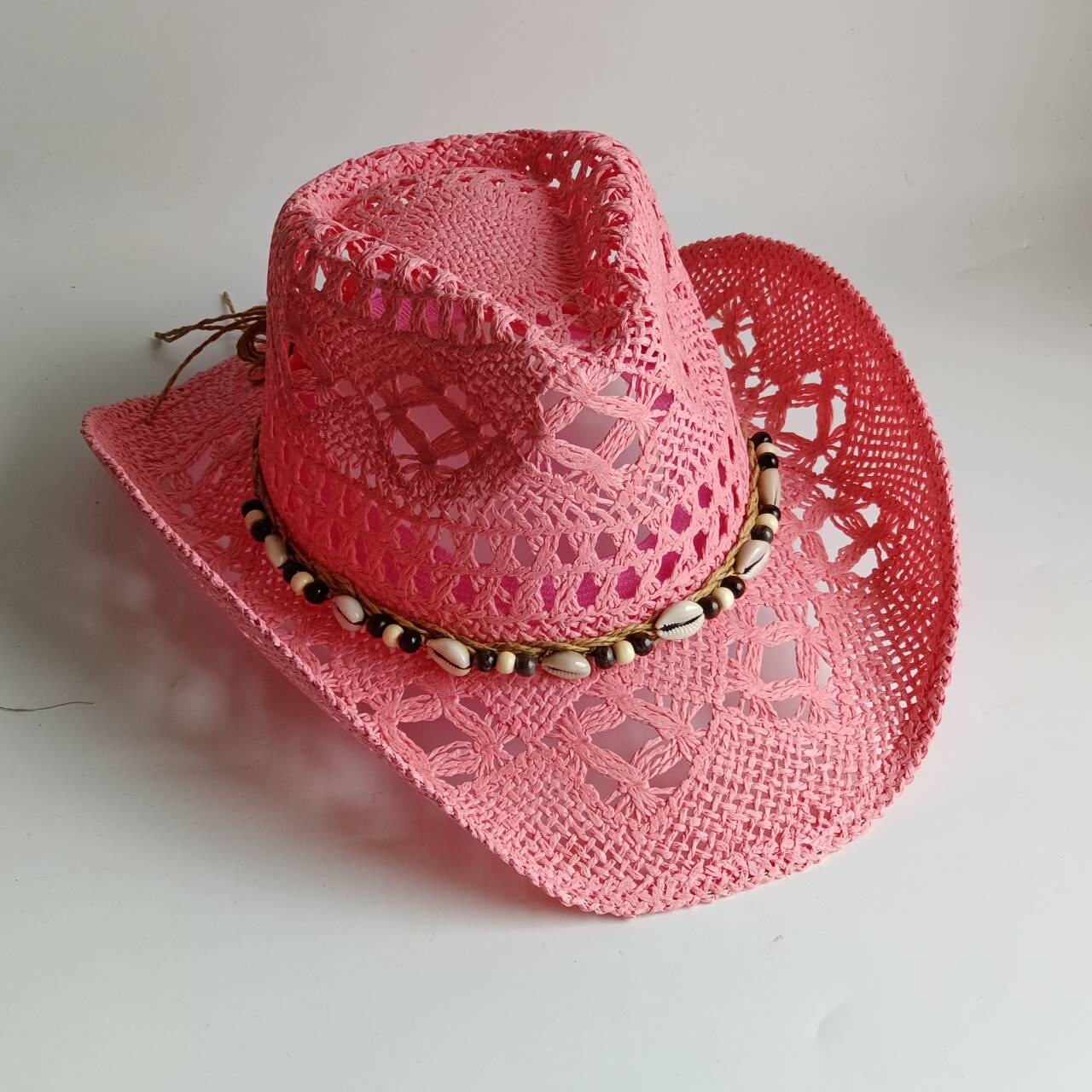 Cowboy Hat Straw - Topi jerami koboi warna pink, topi
