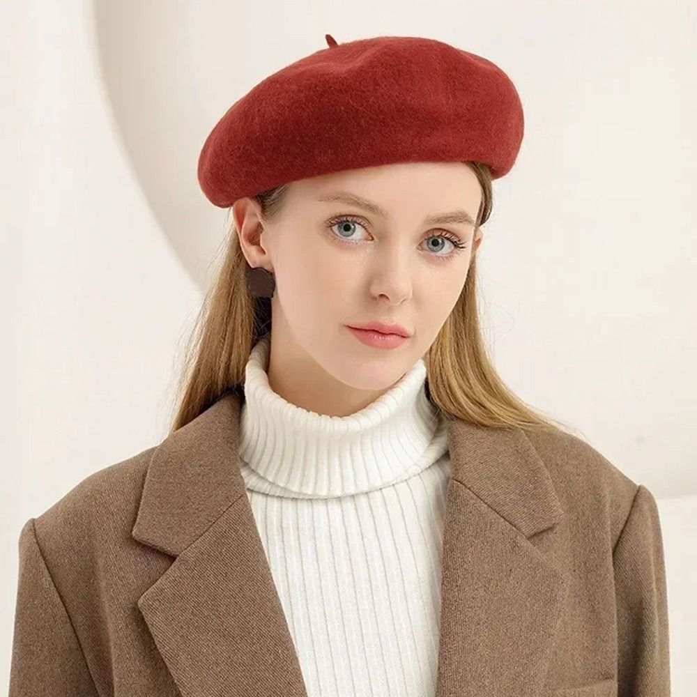 Topi Baret Wol Hangat untuk Wa - Beret French Wool ulasan dan harga