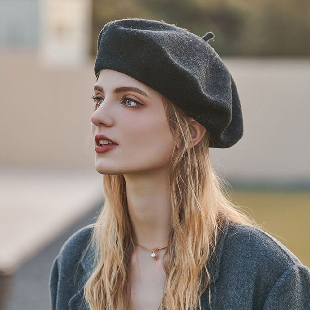 Topi Baret Wol Hangat untuk Wa - Beret French Wool ulasan dan harga