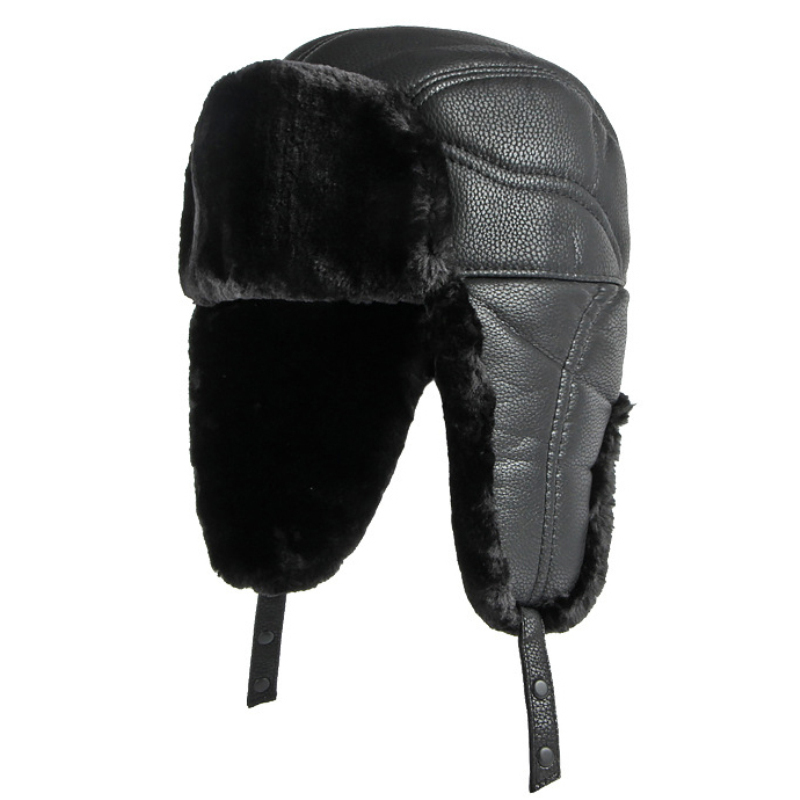 HT4002 Baru Kulit PU Topi Rusi - Winter Trapper Hat ulasan dan harga