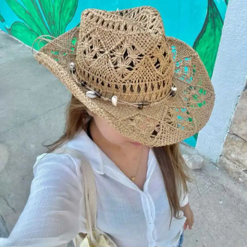 Topi Jerami Musim Panas Pantai - Cowboy Hat Straw ulasan dan harga