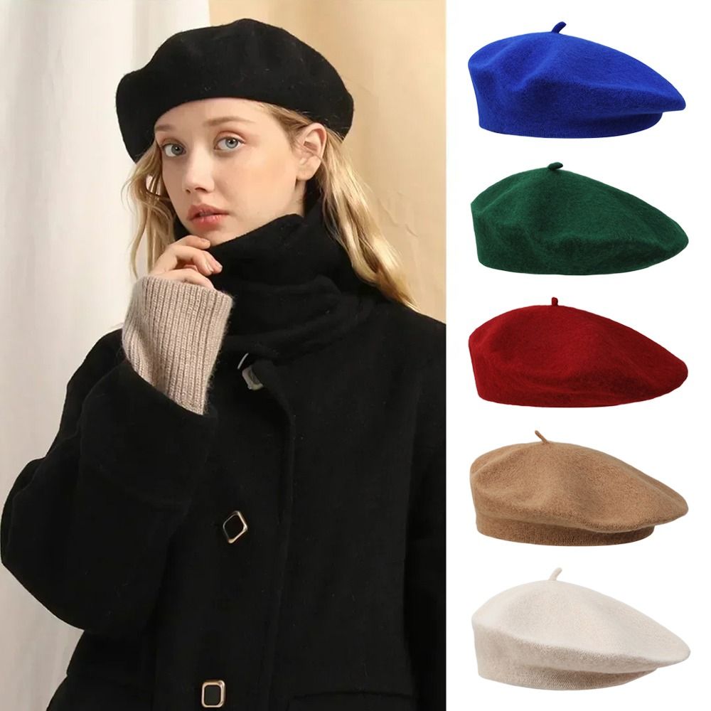 Topi Baret Wol Musim Dingin ya - Beret French Wool ulasan dan harga