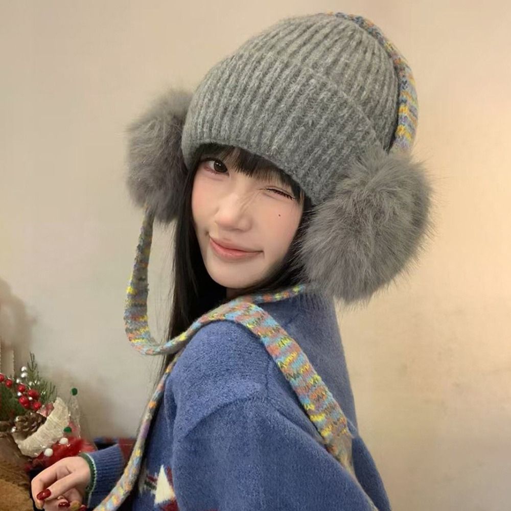 Topi kupluk rajutan retro deng - Beanie Cuffed Knit ulasan dan harga