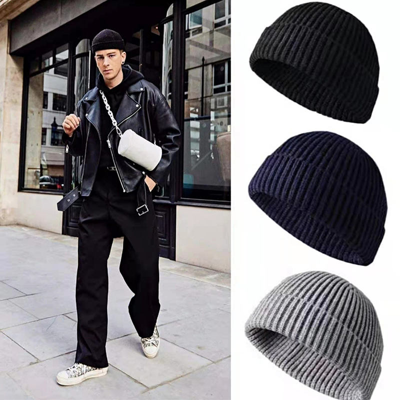 1Pcs Topi Kupluk Wol Musim Din - Beanie Cuffed Knit ulasan dan harga