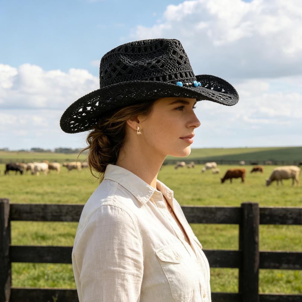 Topi Koboi Bertepi Lebar Topi  - Cowboy Hat Straw ulasan dan harga