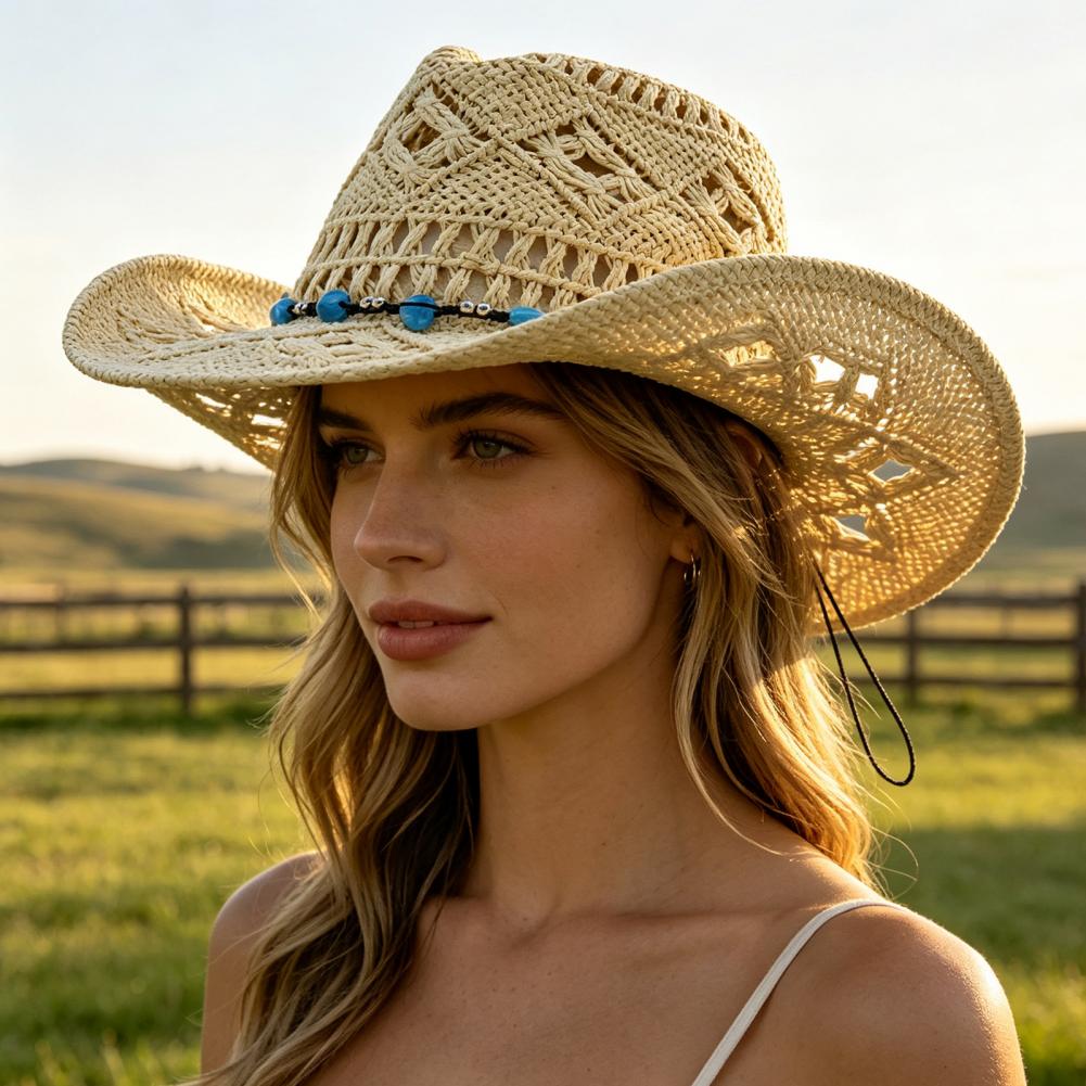 Topi Koboi Bertepi Lebar Topi  - Cowboy Hat Straw ulasan dan harga